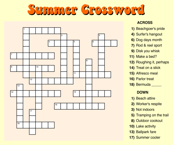 Large Print Crossword Puzzles Printable