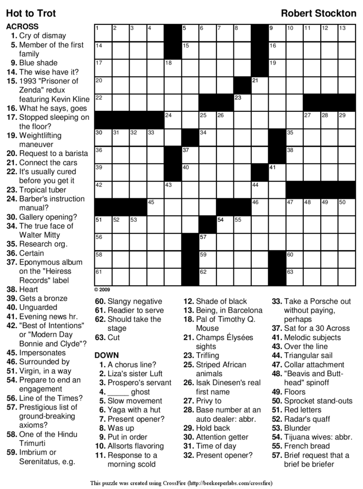 Printable Crossword Puzzles Easy Medium Hard