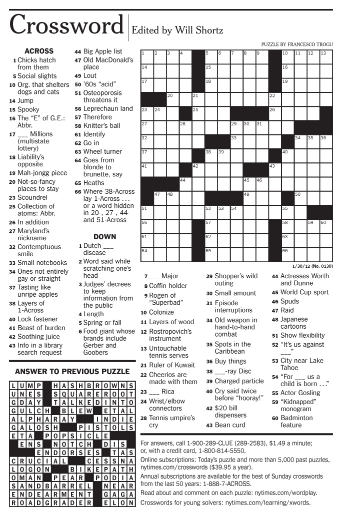 Printable Crossword Puzzles FREE NY Times