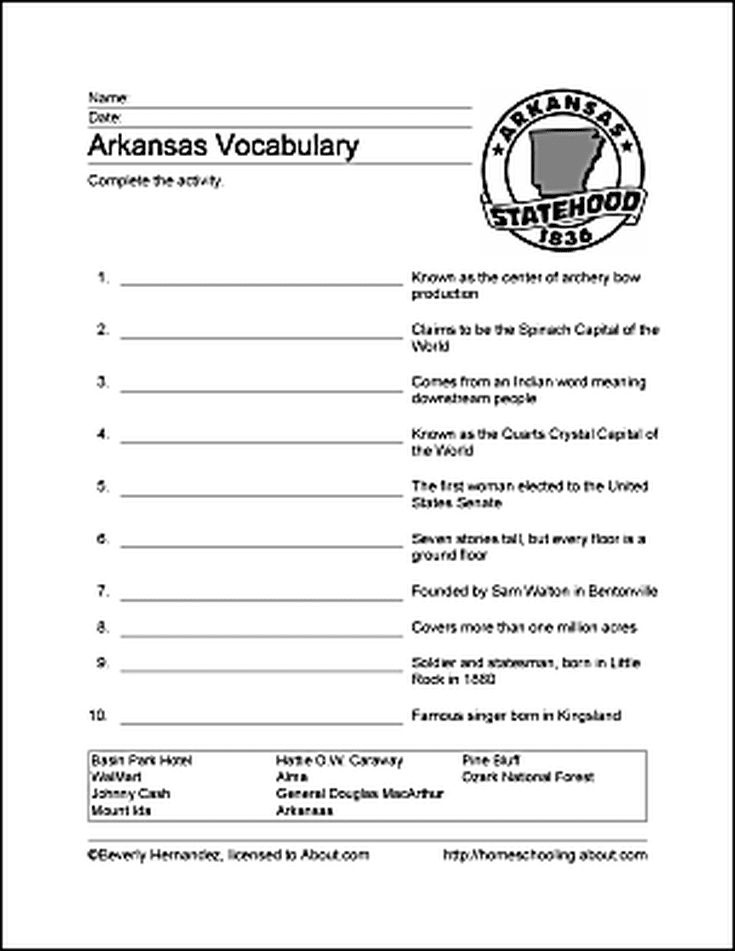 Learn About Arkansas With Free Printables History Worksheets 