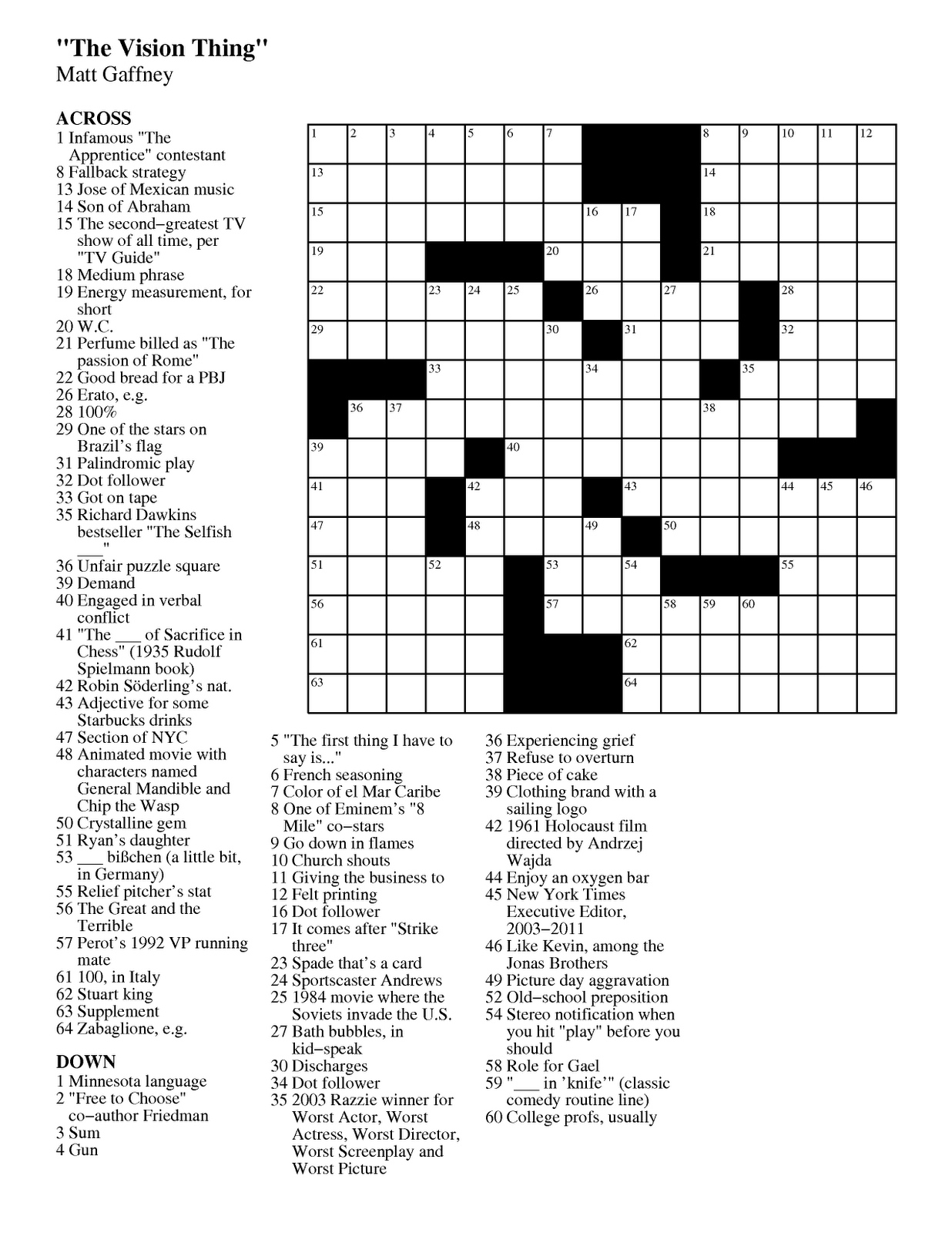 Printable Entertainment Crossword Puzzles Printable Crossword Puzzles