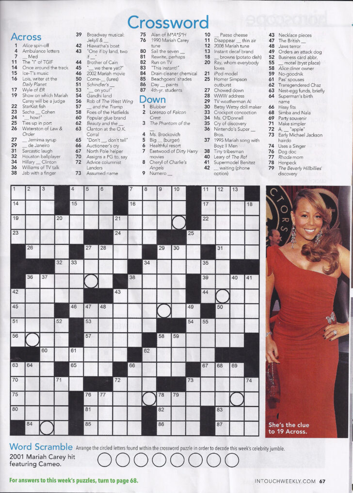 Printable Crossword Puzzles People Magazine