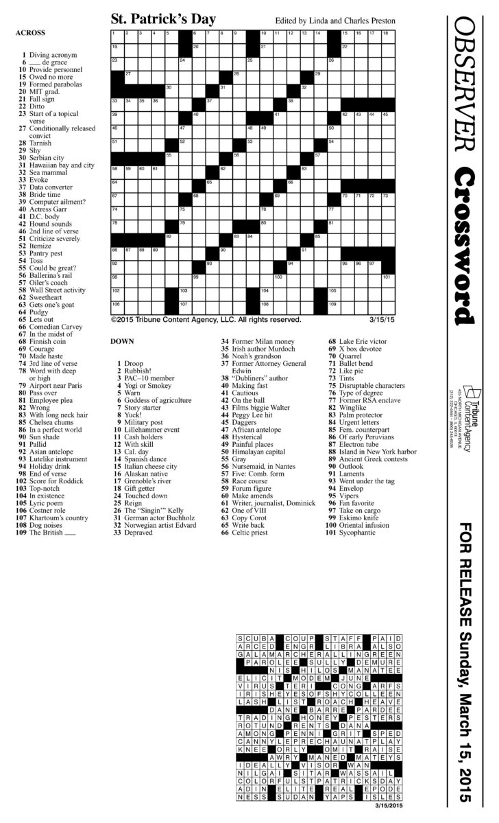 Printable Crossword Puzzles Tribune