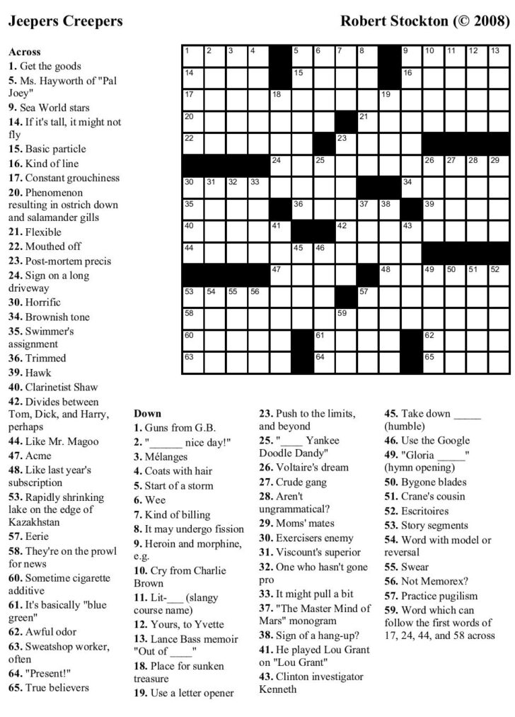 Usa Today Free Crossword Puzzles Printable