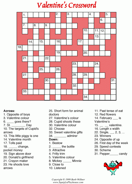 Valentines Crossword November 2013