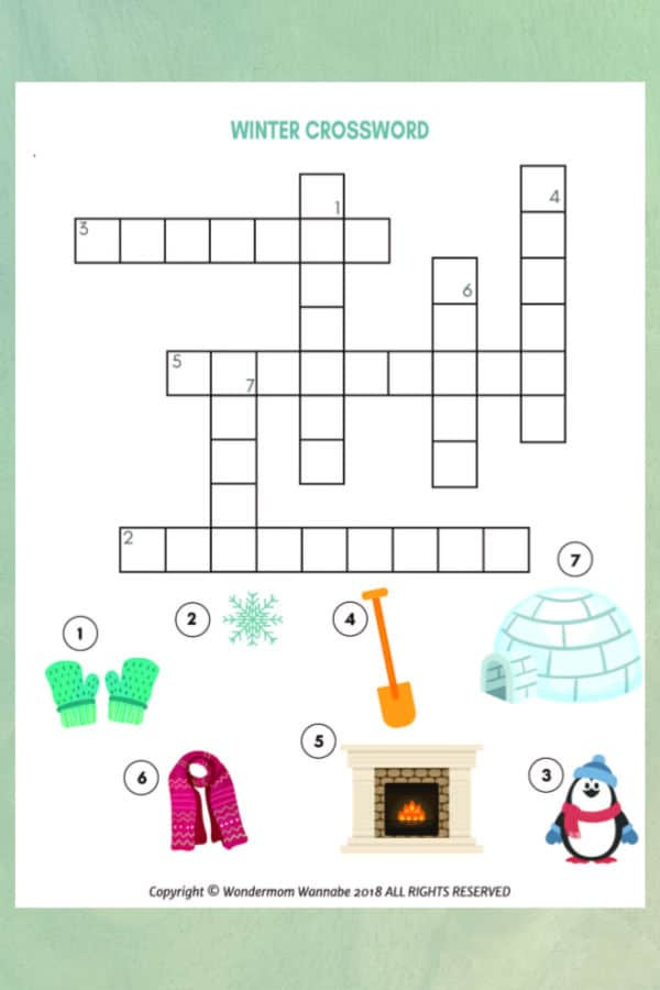 Winter Crossword Puzzle For Kids Wondermom Wannabe
