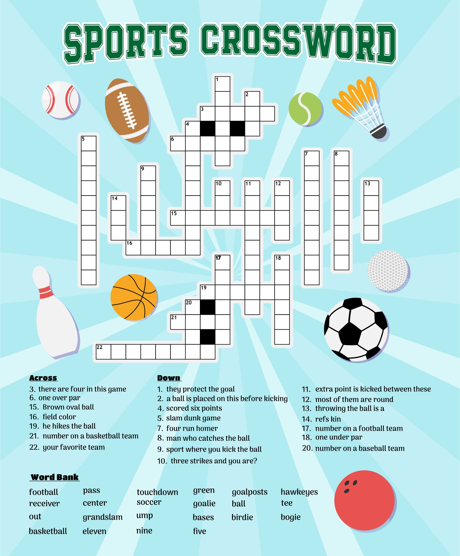 10 Best Sport Crossword Printable Printablee