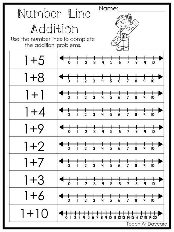 Number Line Adding Worksheets