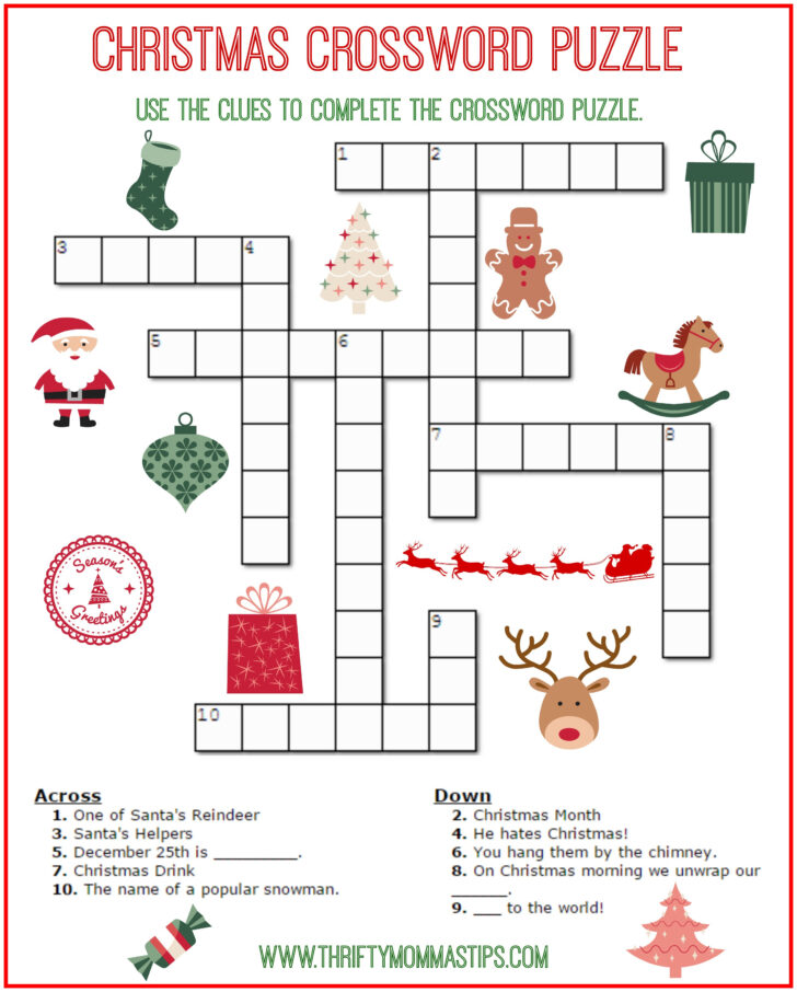 Christmas Crossword Puzzles To Print