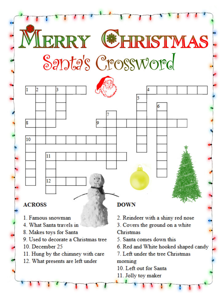 Printable Crossword Puzzles Christmas