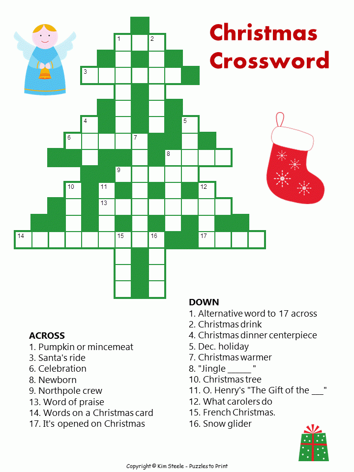Christmas Tree Crossword For Kids Christmas Crossword Christmas 