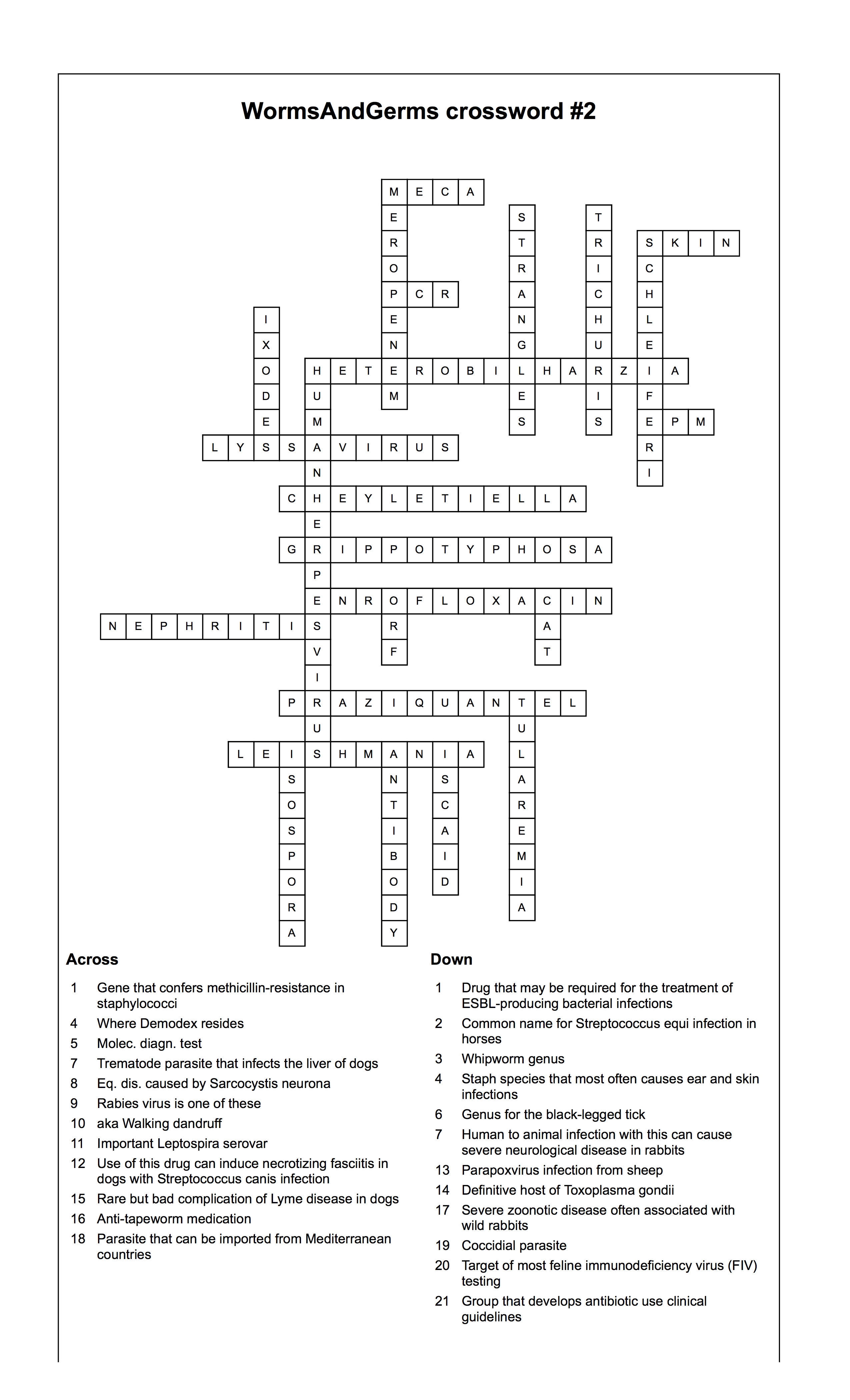 Crossword 2 Answers Worms Germs Blog