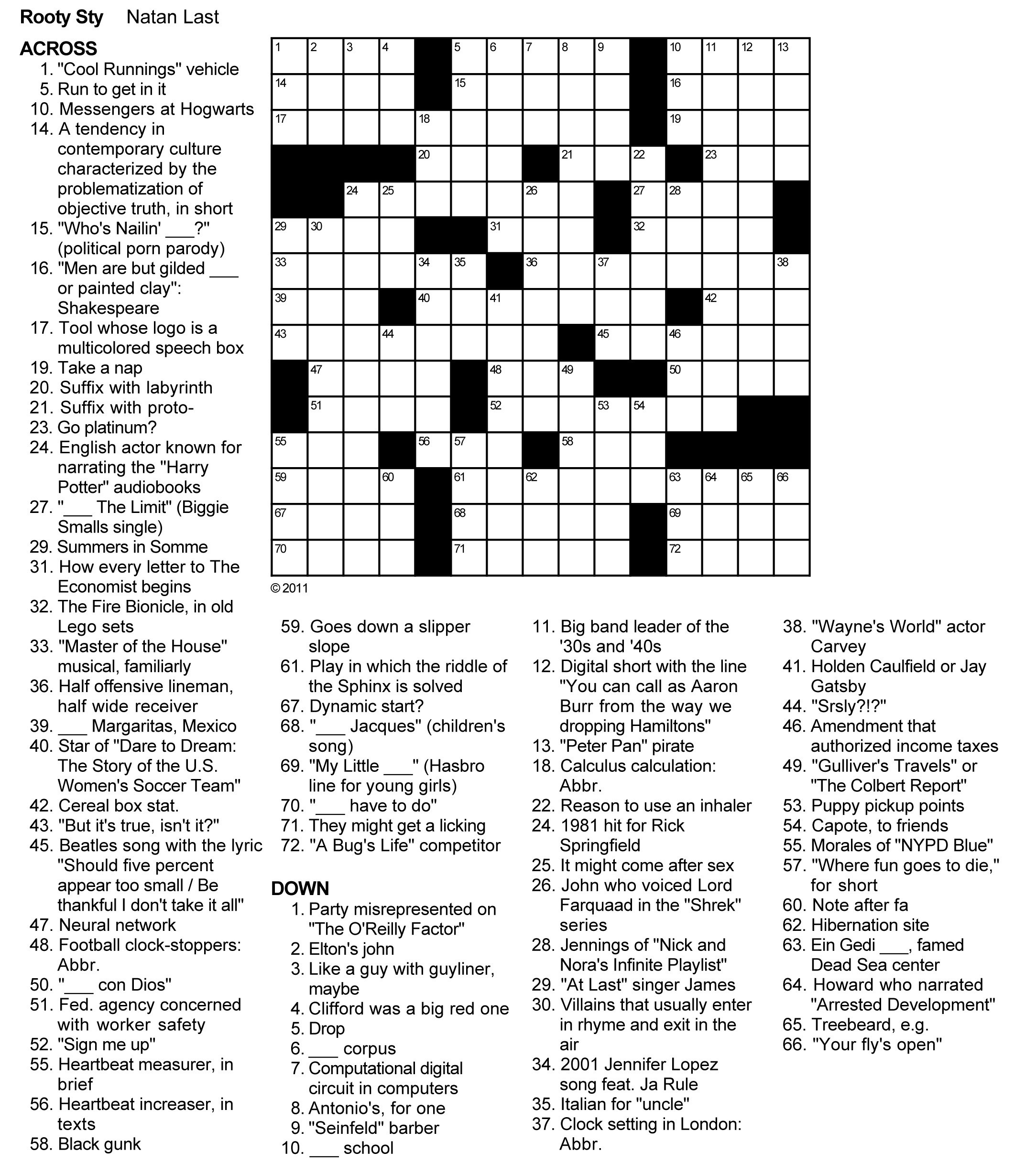 Daily Crossword Puzzle Printable Rtrs online Printable Daily 
