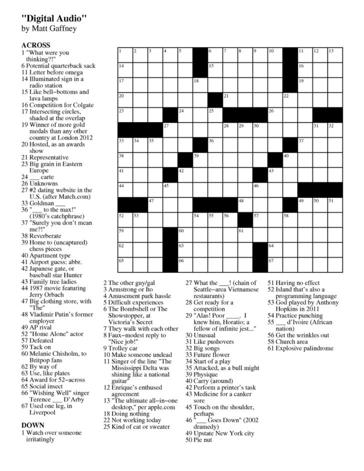 Easy Printable Crossword Puzzles Free Daily