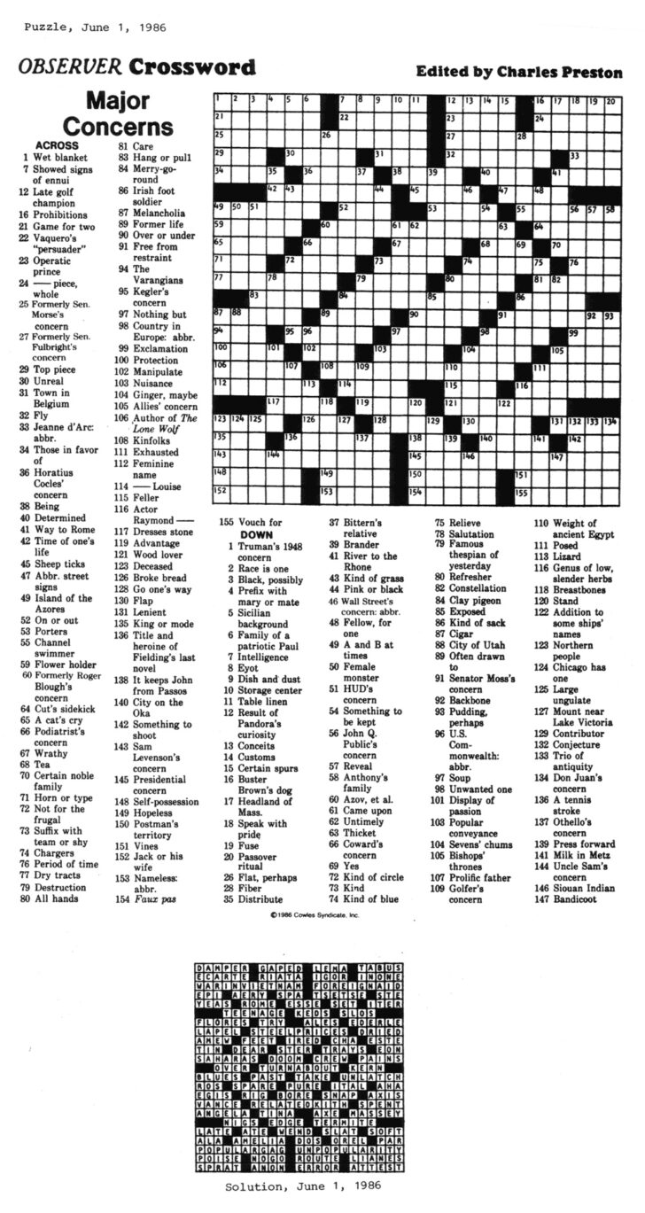 Printable Sheffer Crossword Puzzle