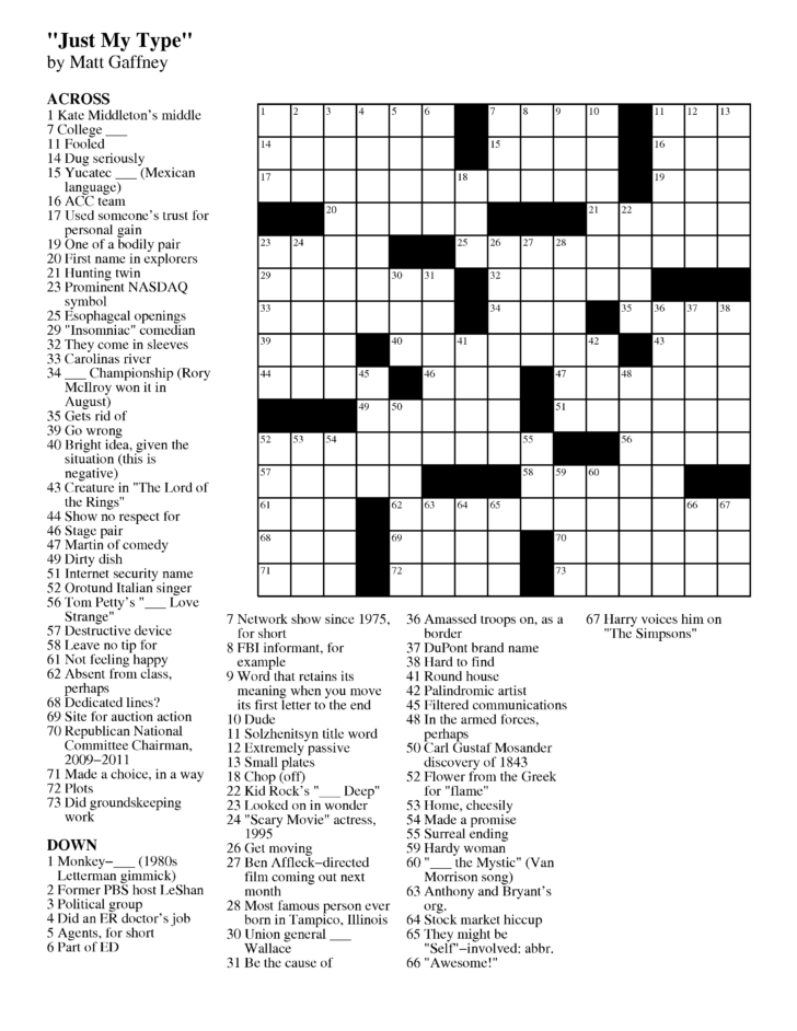 Daily Printable Crossword Puzzles Free
