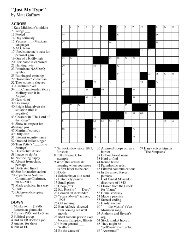 FREE Daily Crossword Puzzles Print Friendly