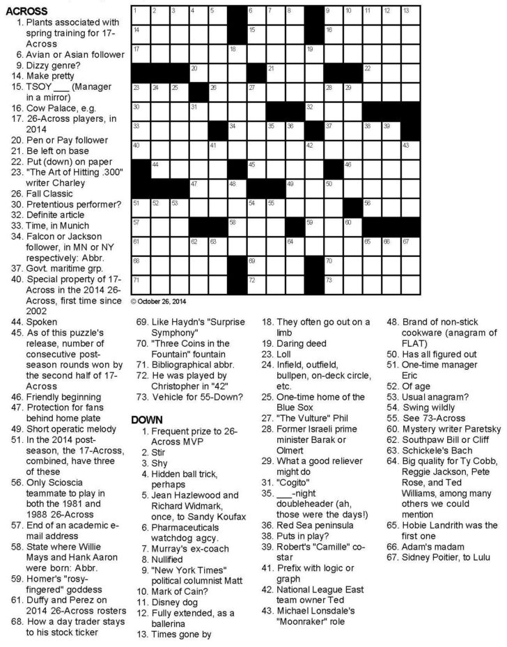 Printable Crossword Puzzles Themes
