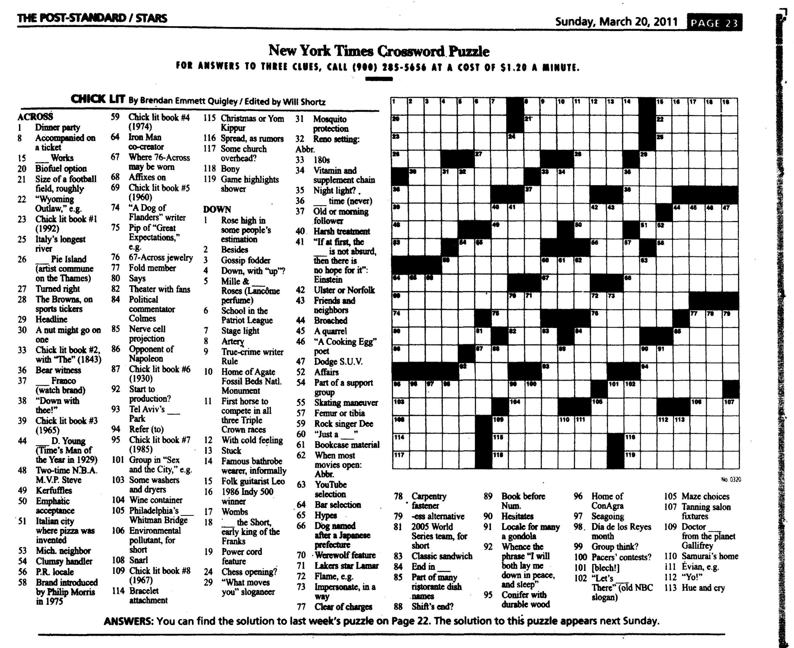 Free Nyt Sunday Crossword Puzzle