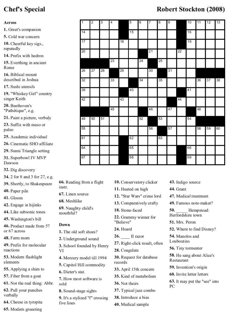 Printable New York Times Crossword Puzzles