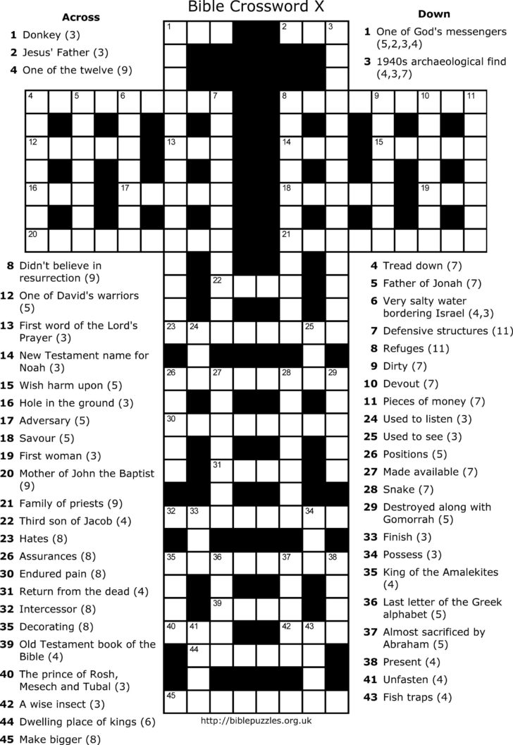 Biblical Crossword Puzzles To Print
