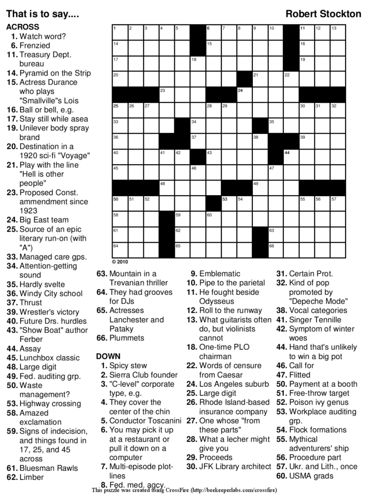 Free Printable Crossword Puzzles Canada