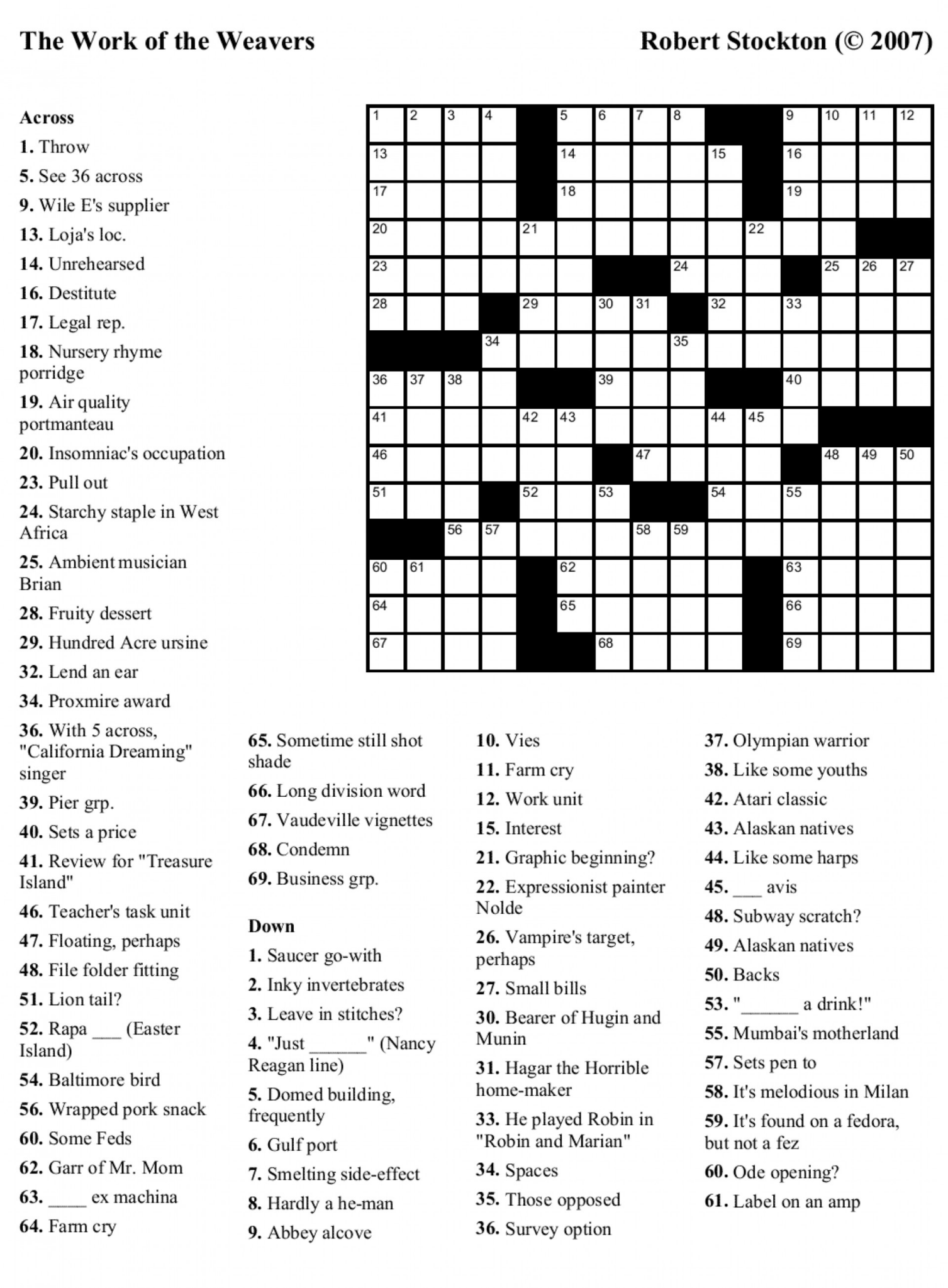 Printable Crossword Maker Printable Crossword Puzzles Printable