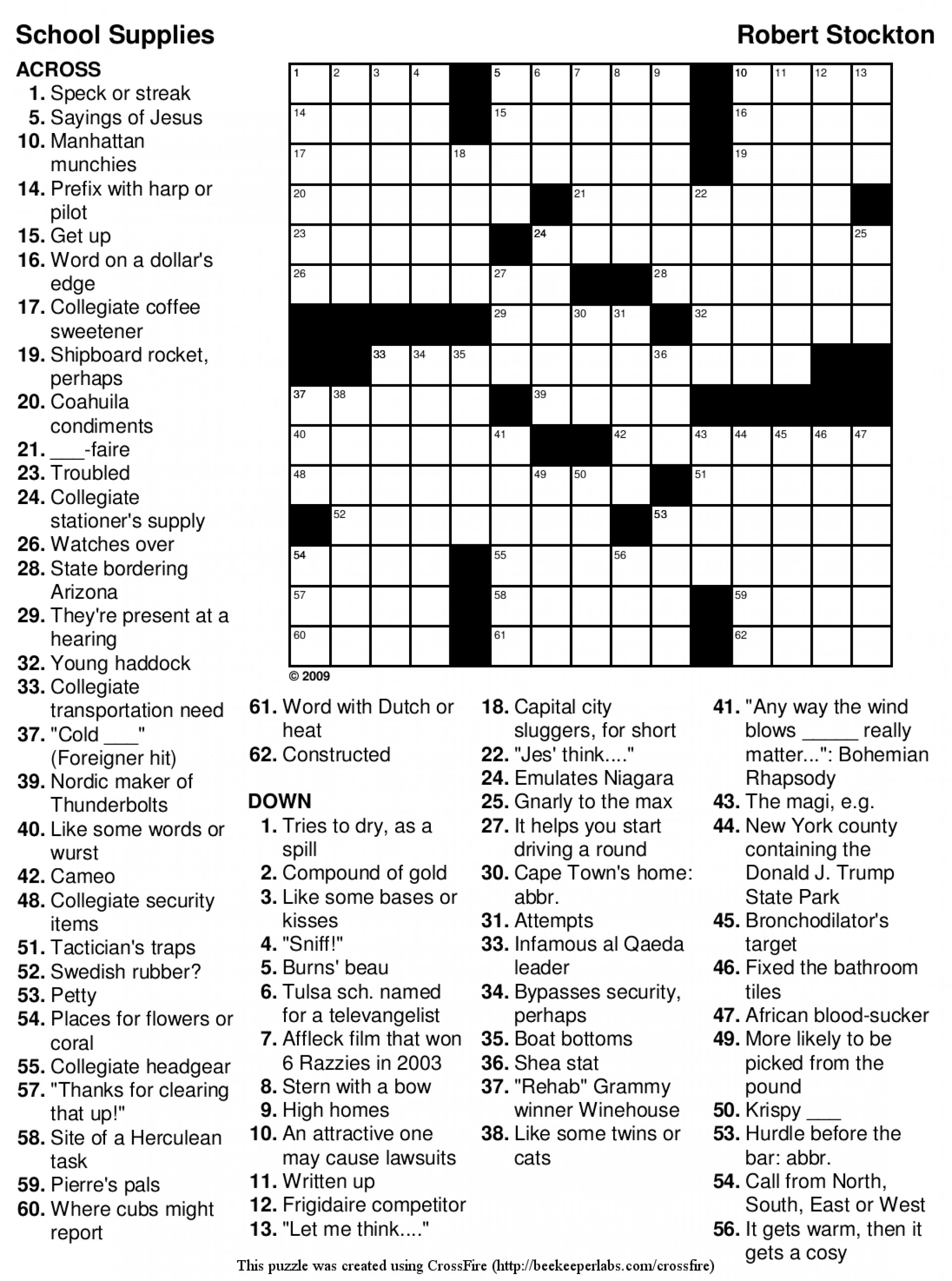 Printable Crossword Puzzle Medium Difficulty Printable Crossword Puzzles