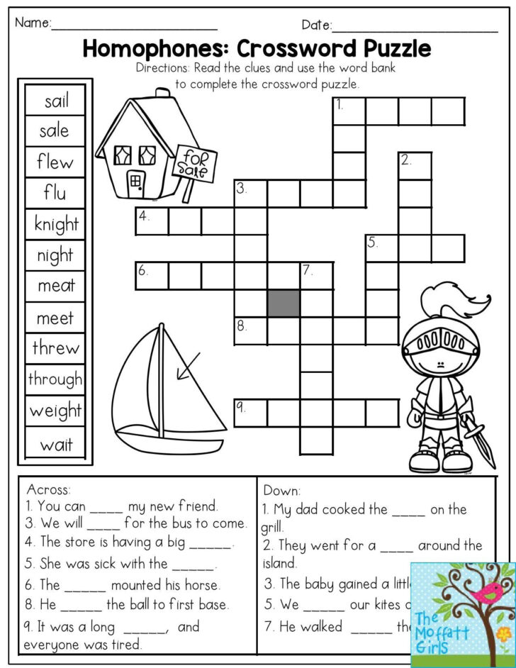 Crossword Puzzles Printable Free 2nd Grade