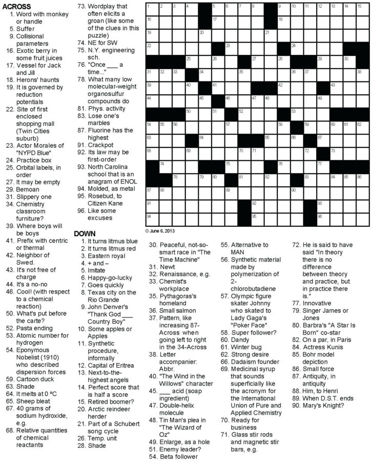 Crossword Puzzles Printable Middle School