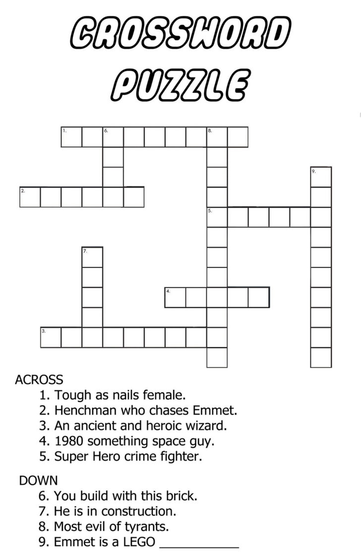 Crossword Puzzles Printable Easy For Kids