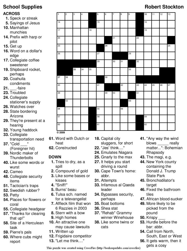Crossword Puzzles Printable Free Adults Hard