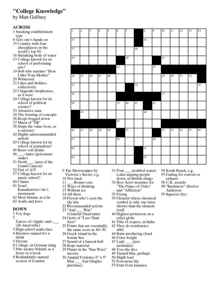 Printable Crossword Puzzles Chicago Tribune