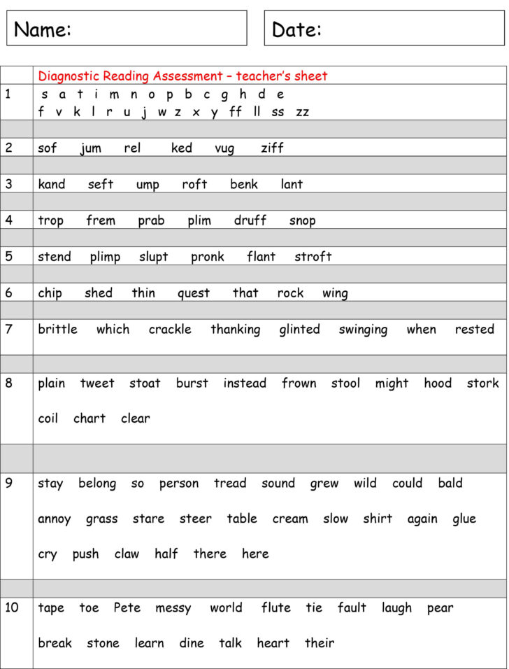 Soft Free Printable Reading Assessment Test Wade Website Printable