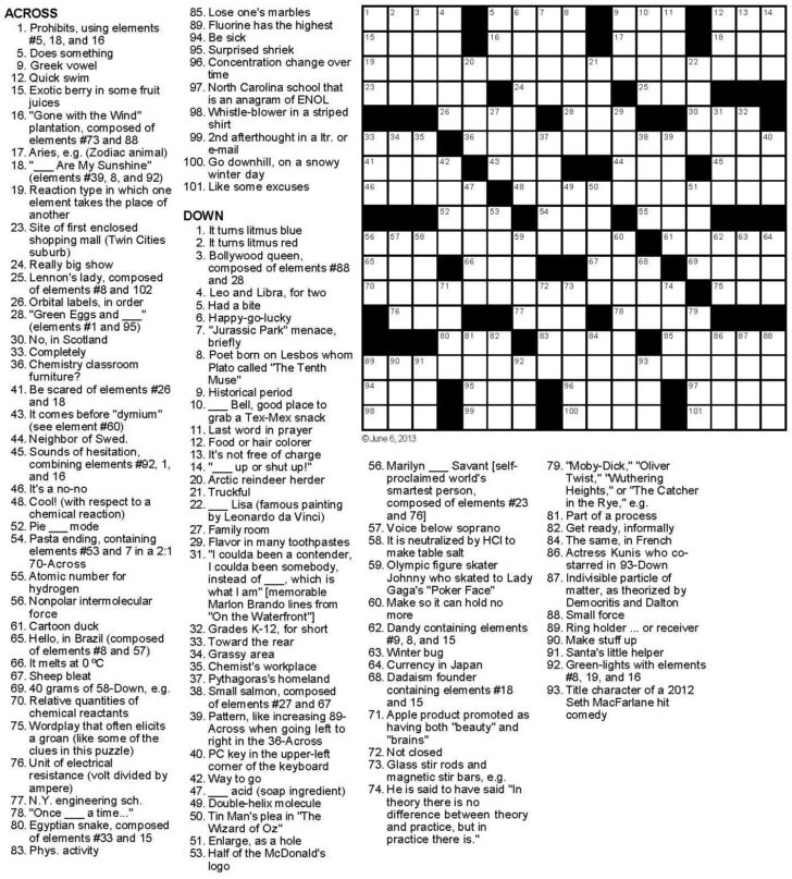 Printable Crossword Puzzles With Answer Sheet