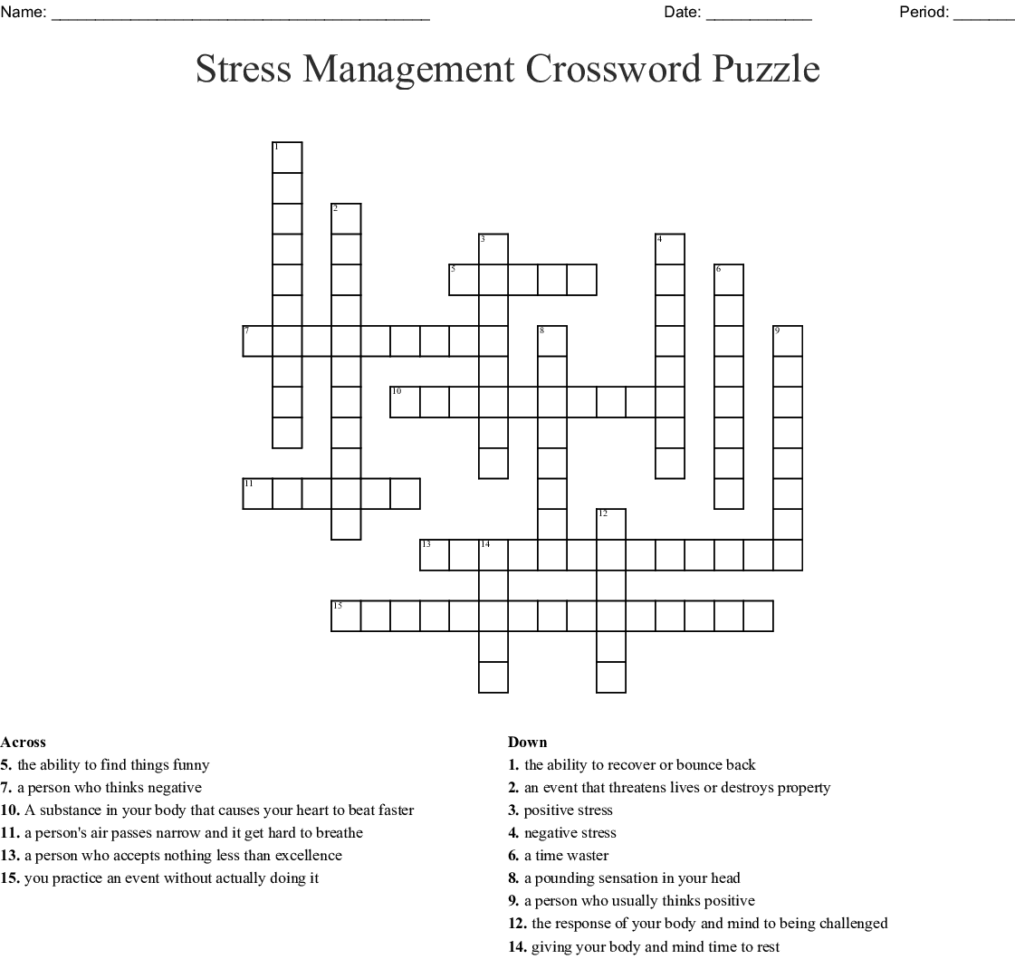 Anxiety Stress Crosswords Word Searches Bingo Cards WordMint
