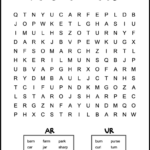 AR UR Bossy R Word Search For Kids Tree Valley Academy