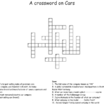Cars Crossword WordMint