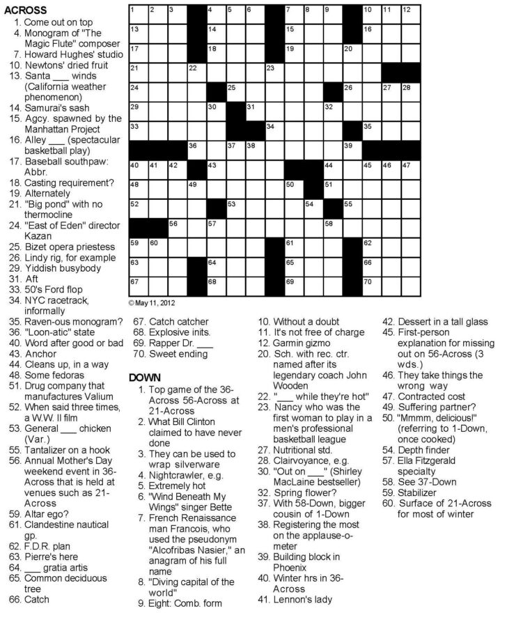 Printable Crossword Puzzles TV