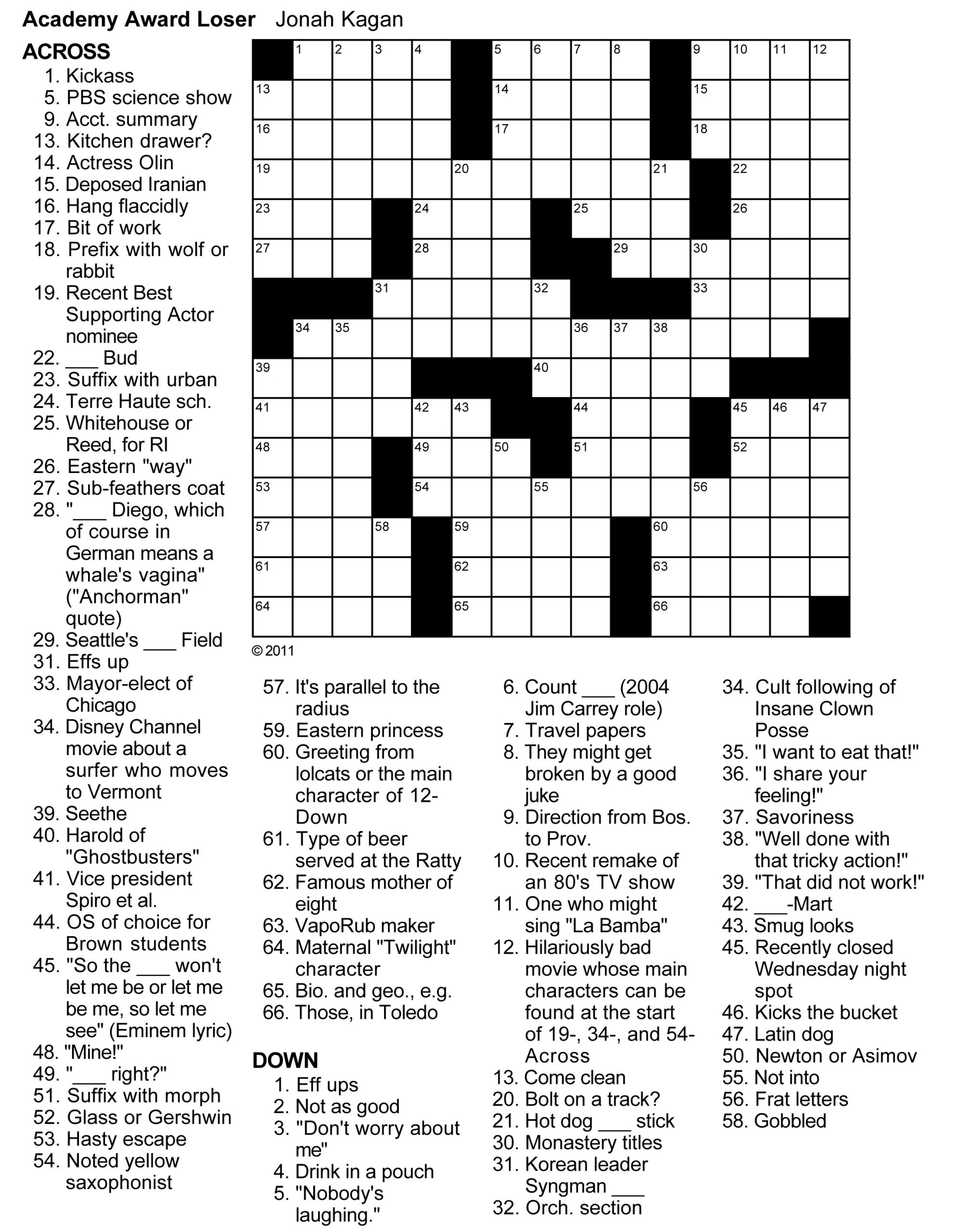 Daily Newspaper Crossword Puzzles To Print Printable Crossword 