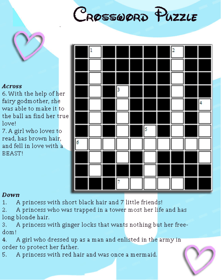 FREE Printable Crossword Puzzles Disney