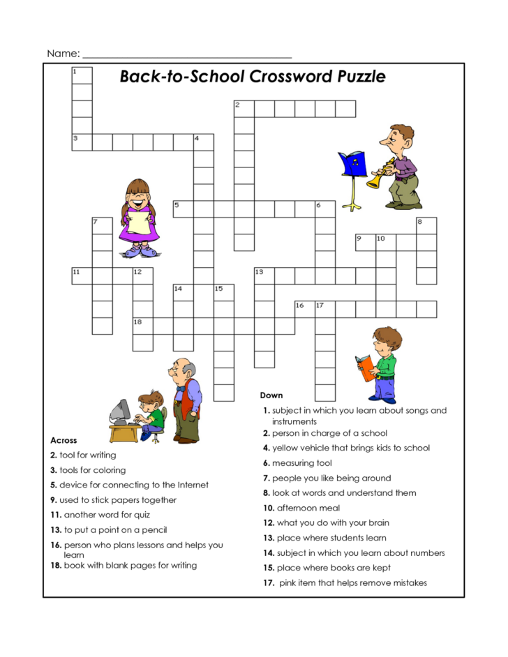 Printable Crossword Puzzles For Students