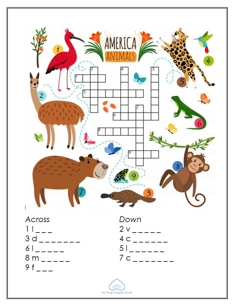 FREE Printable Kindergarten Crossword Puzzles Printable Crossword Puzzles