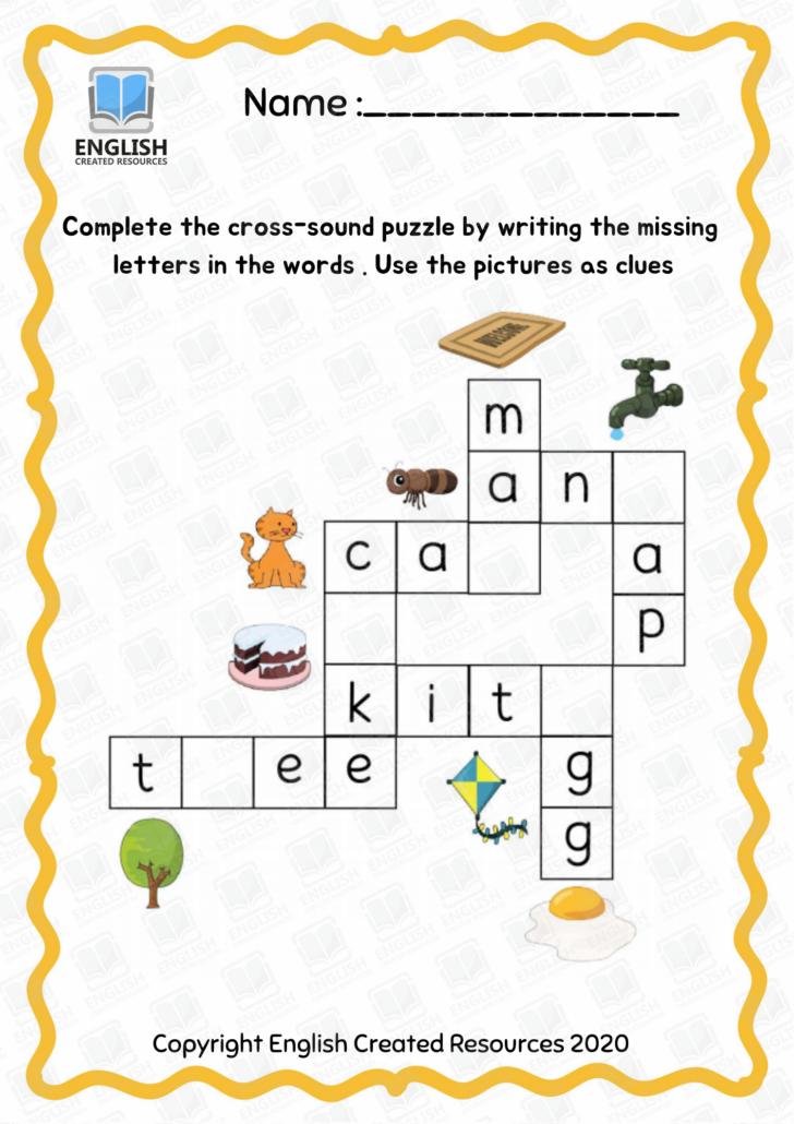 Kindergarten Crossword Puzzle | Printable Crossword Puzzles