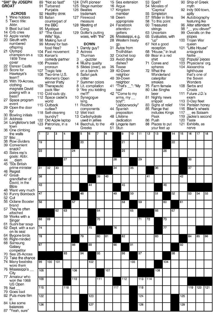 Printable Crossword Puzzles FREE LA Times