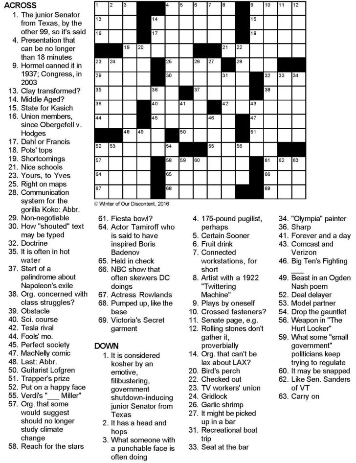 Printable Crossword Puzzles Canada