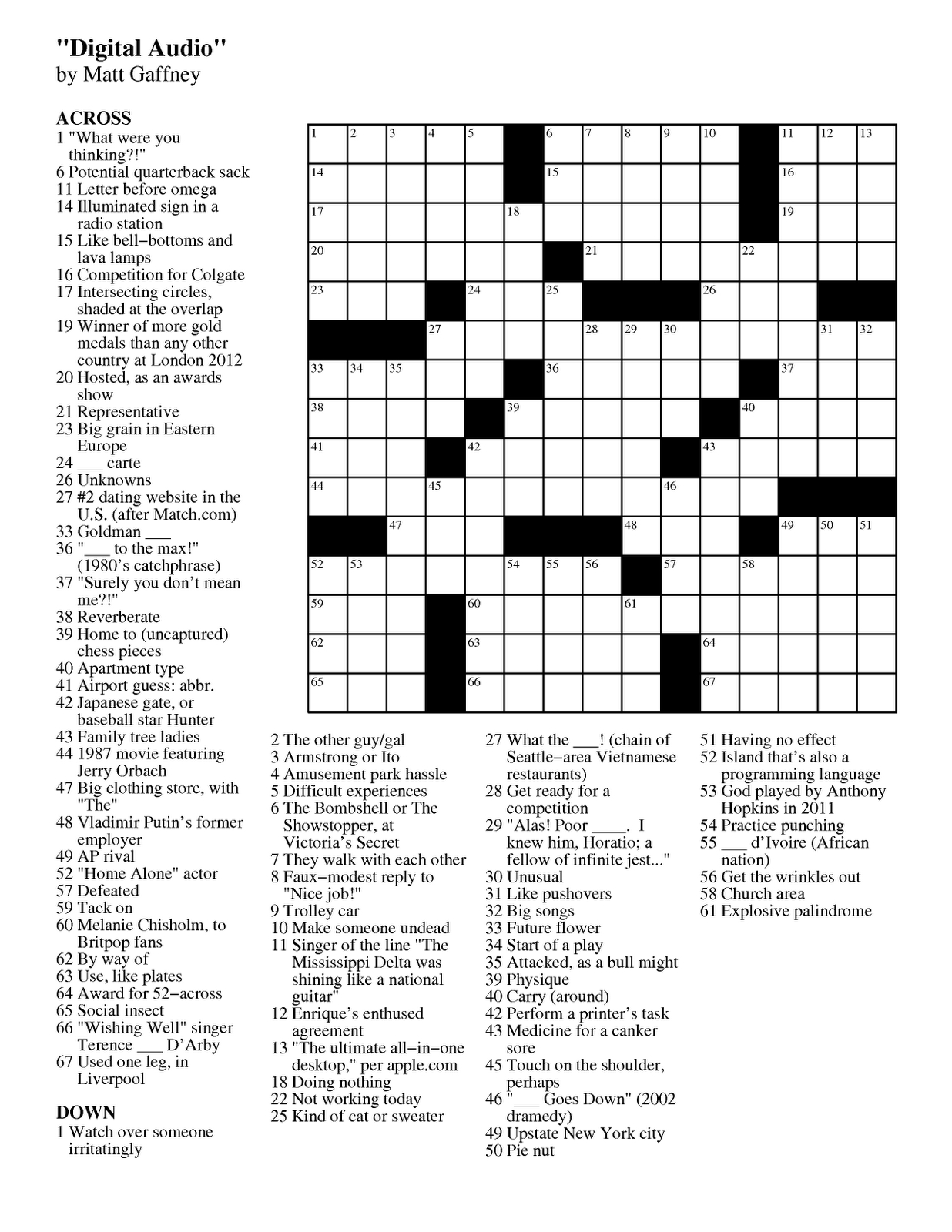 Printable Crossword Puzzle Daily Printable Crossword Puzzles