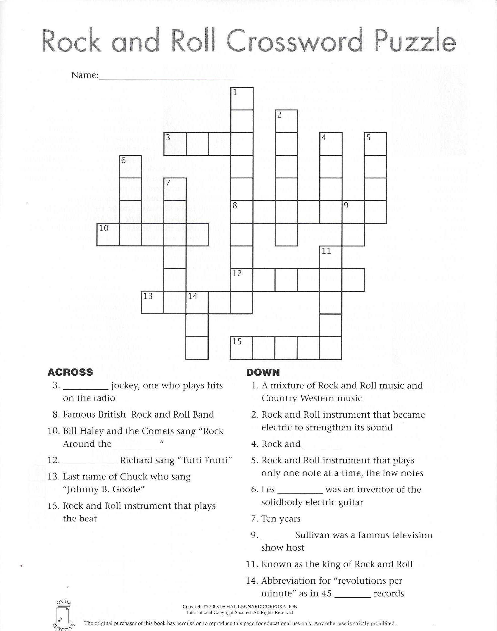 Printable Crossword Puzzles For 4Th Graders Printable Crossword Puzzles