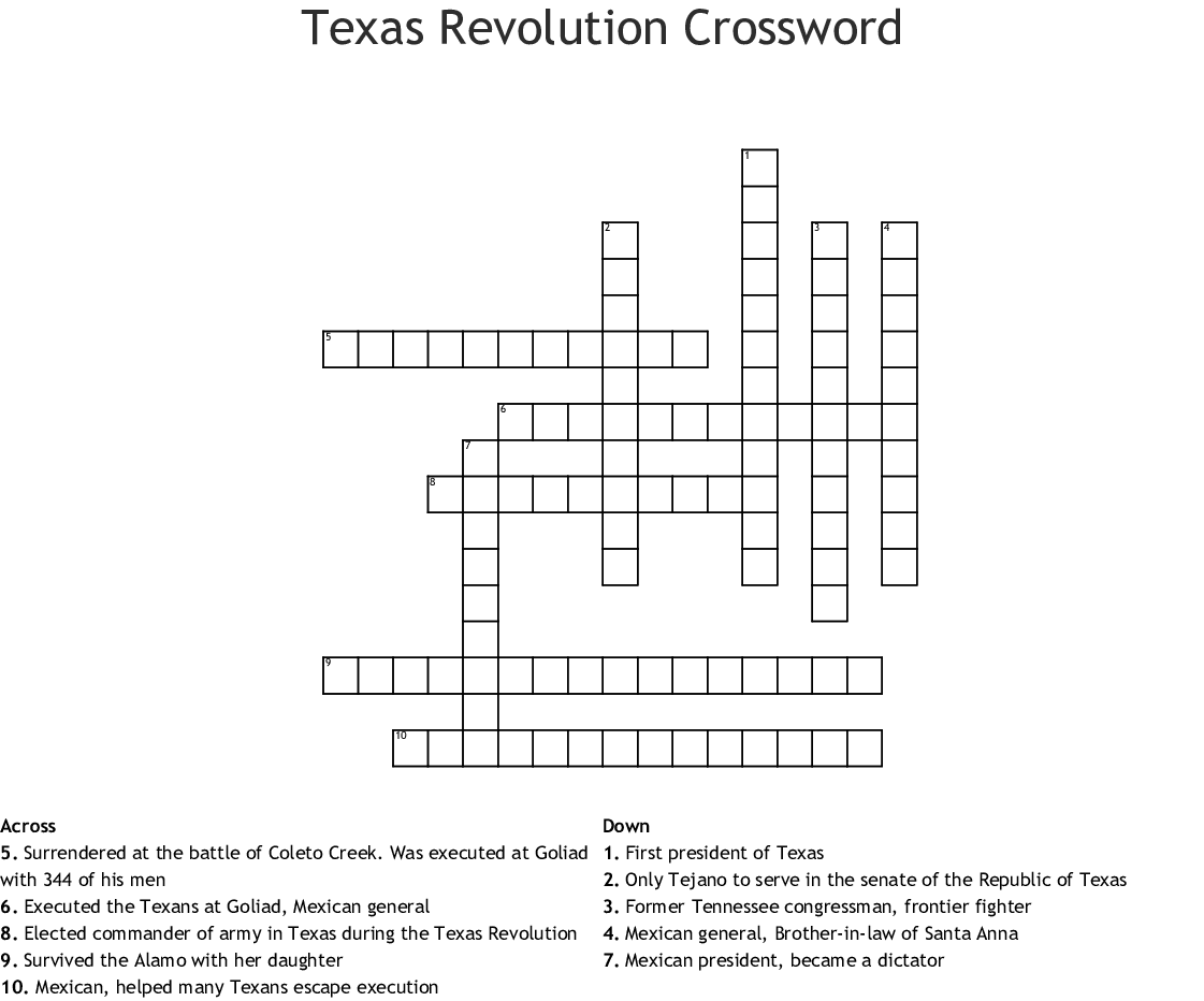 Texas Crossword Puzzle Printable Printable Crossword Puzzles
