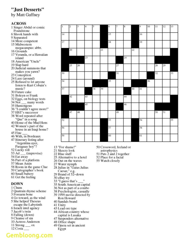 Printable USA Crossword Puzzle